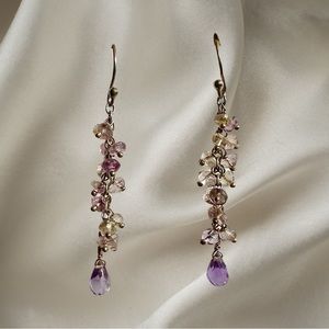 Sterling Silver Amethyst Bead & Briolette Earrings